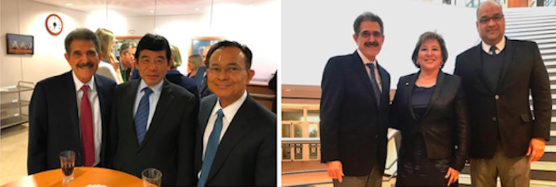 De izquierda a derecha los Sres. Fermín Cuza, Presidente Internacional de WBO, Kunio Mikuriya, Secretario General de la OMA y Jaime King, Vicepresidente - Grupo Consultivo del Sector Privado de la OMA. De izquierda a derecha los Sres. Fermín Cuza, Presidente Internacional de WBO, Ana Hinojosa, Directora de Cumplimiento y Facilitación de la OMA y Alvaro Alpízar, Vicepresidente de la Junta Directiva de WBO.